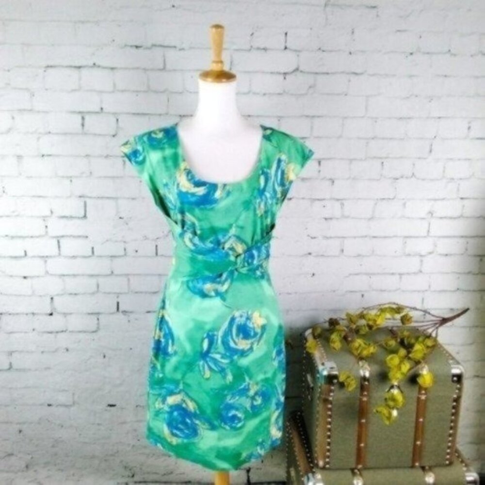 Kristin Davis Floral  Sheath Dress Green Size 8